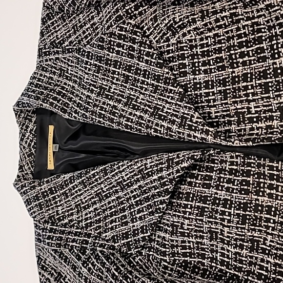 Nipon Boutique Tweed Open Front Modern Jacket Black Cream 18W - Picture 6 of 15